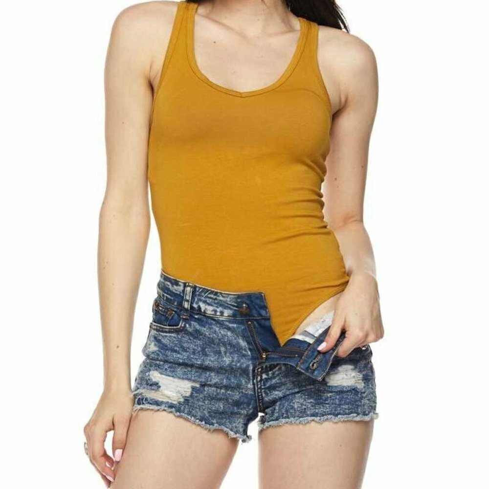 New Mix Tank Top Bodysuit Scoop Neck Racerback Seamless One Size New